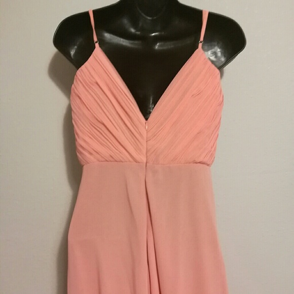 Gorgeous Peach Flowy Chiffon Dress sz 2 - Picture 3 of 5